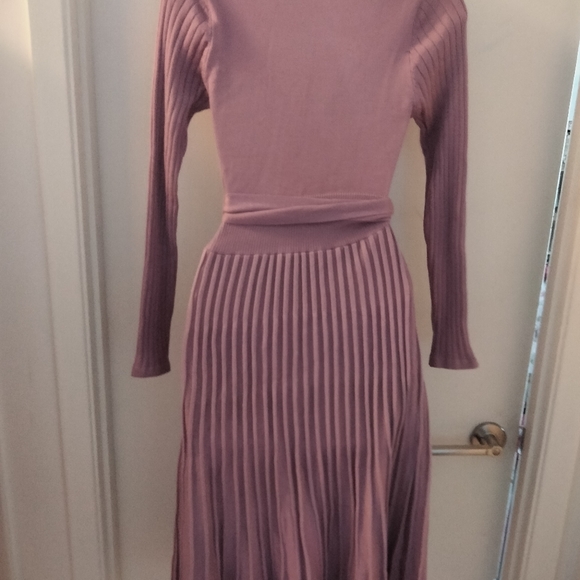 Lavender Pleated Knit Dress - Picture 2 of 3